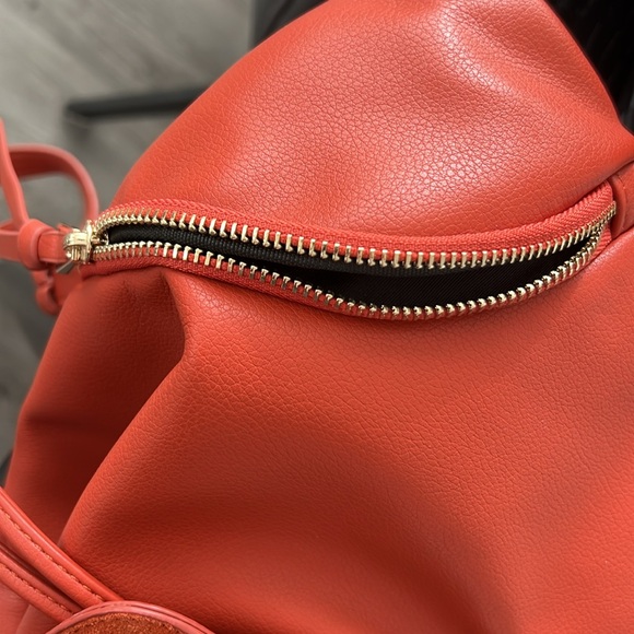 Zara faux leather/suede orange backpack - Picture 7 of 11